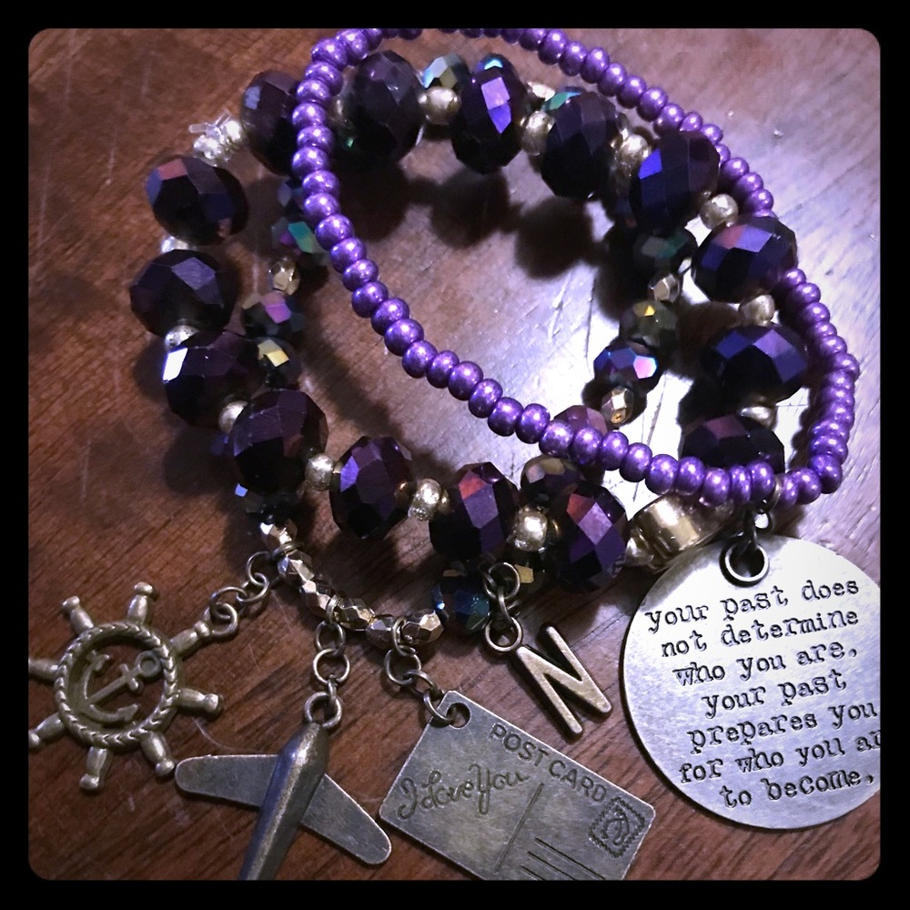 Beaded purple charm set